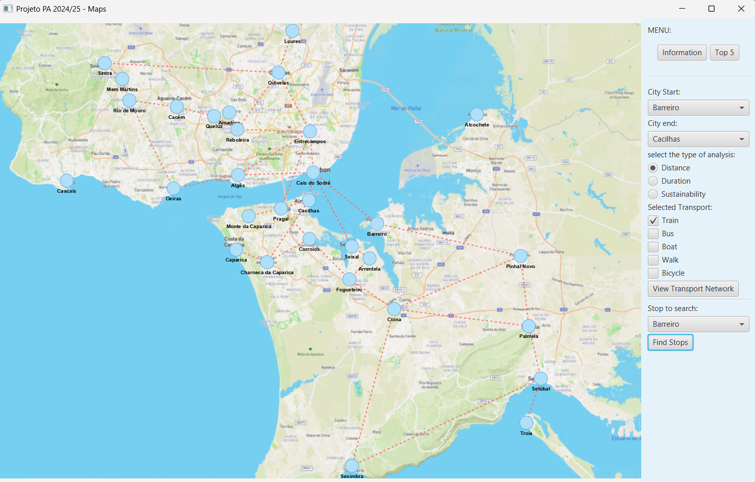Main screen of the application